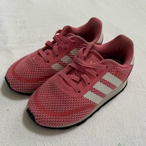 Pink adidas pull-on sneakers